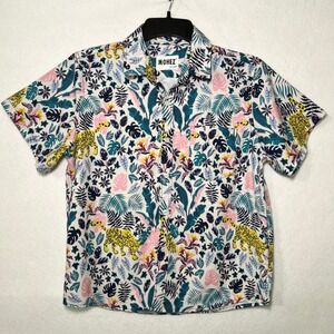 Mohez Kids Tropical Hawaiian Kidcore Button Down Shirt Short Sleeve Size 11-12Y